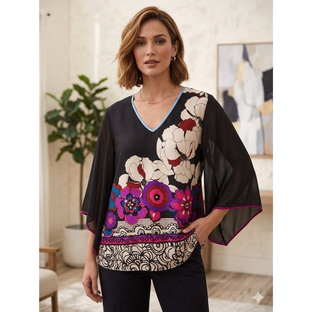 Trina Turk Women’s 100% Silk Floral Kimono Like Top Size XS